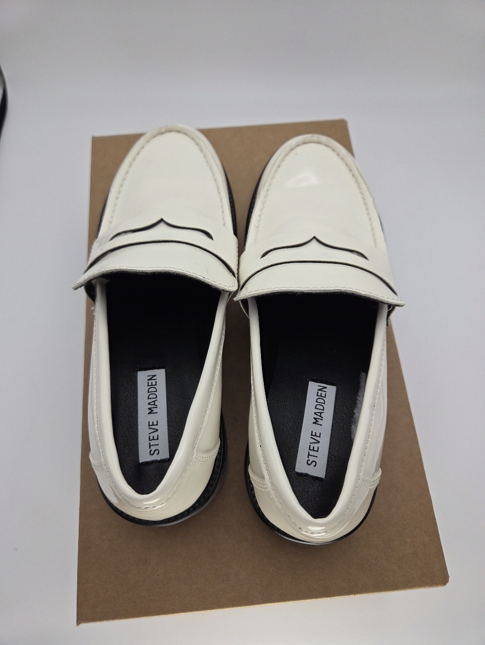 Steve Madden Cream White Lotto Loafers Chunky Heel 7.5 - Picture 4 of 8